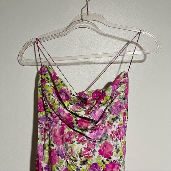 New For Love and Lemons Paulina pink and green floral lace up mini dress XL - Picture 8 of 9